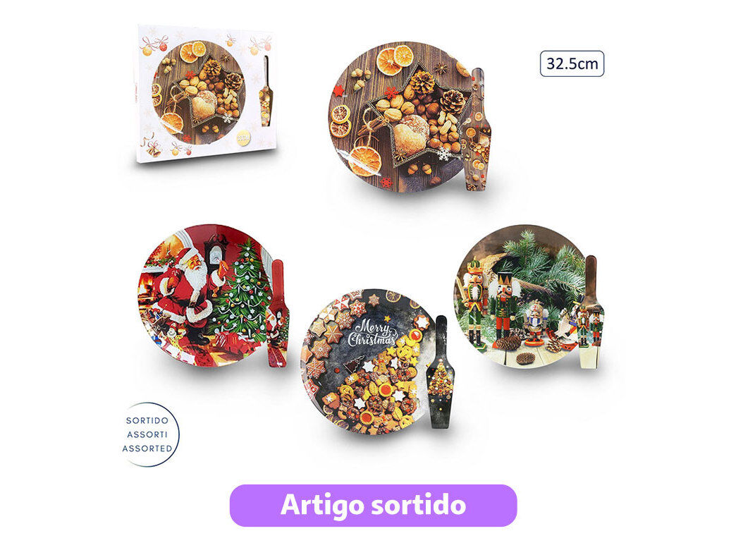 PRATO SERVIR COM ESP&Aacute;TULA ANILAR 32.5CM MODELOS SORTIDOS