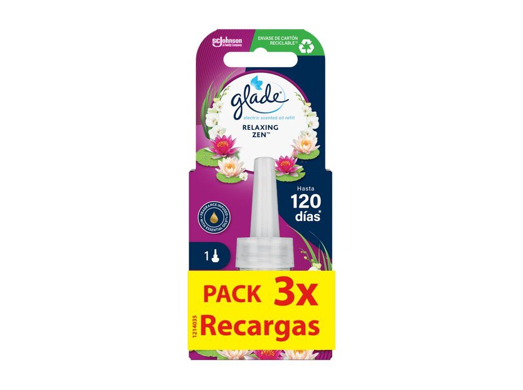 AMBIENTADOR EL&Eacute;CTRICO RECARGA GLADE RELAXING ZEN 3X20ML