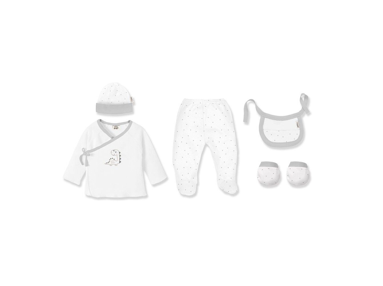 CONJUNTO 5 PE&Ccedil;AS INTERBABY CINZENTO 0-6 MESES image number 1