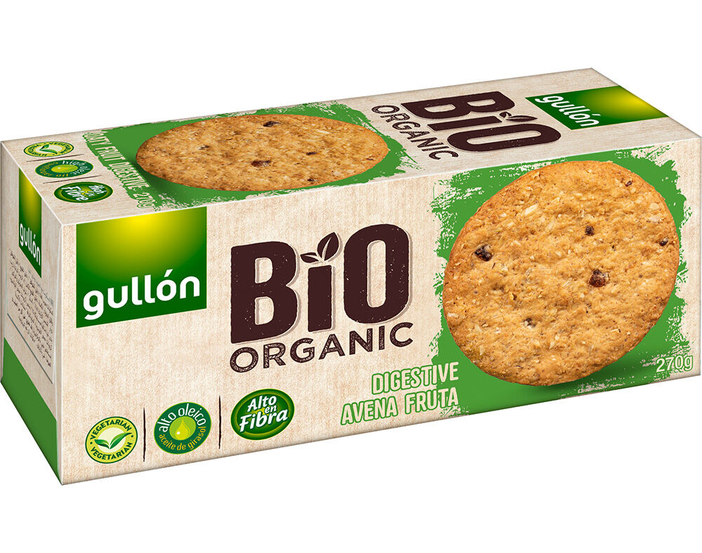 BOLACHA GULLON DIGESTIVE BIO AVEIA FRUTA 270G image number 0