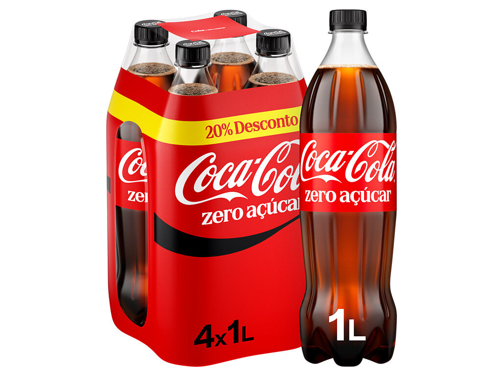 REFRIGERANTE C/ G&Aacute;S COCA-COLA ZERO A&Ccedil;UCAR 4X1L (SDR)