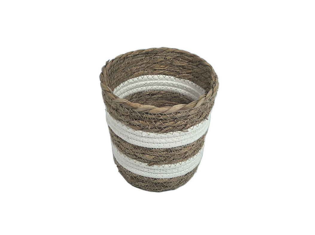 CESTO DE PALHINHA ACTUEL BRANCO/NATURAL DIA15X15CM