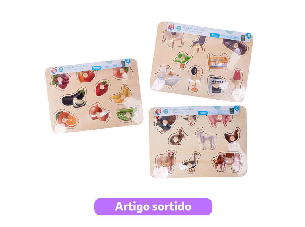 PUZZLE EM MADEIRA ONE TWO FUN MODELOS SORTIDOS