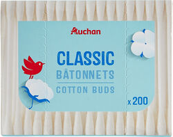 cotonetes auchan caixa algodão com cabo papel 200un