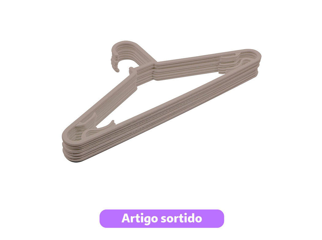 CONJUNTO DE 8 CABIDES COM BARRA AUCHAN PL&Aacute;STICO 40X19CM CORES SORTIDAS