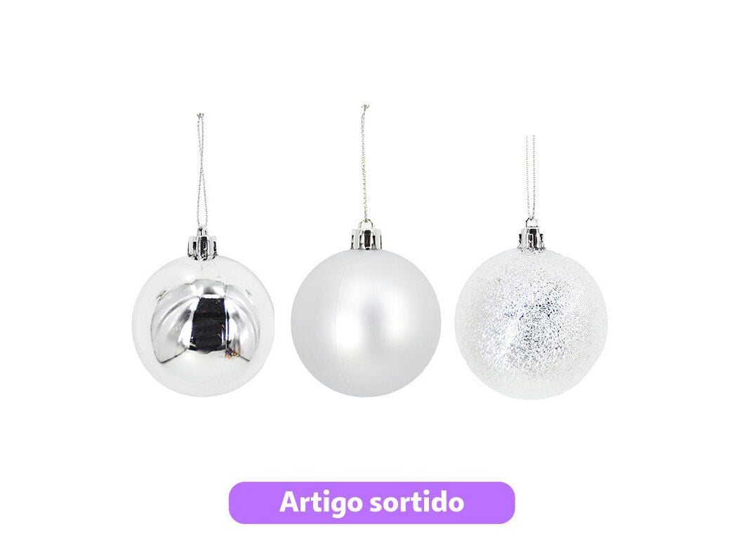 BOLA NATAL PL&Aacute;STICO ACTUEL PRATEADO 6 CM MODELOS SORTIDOS