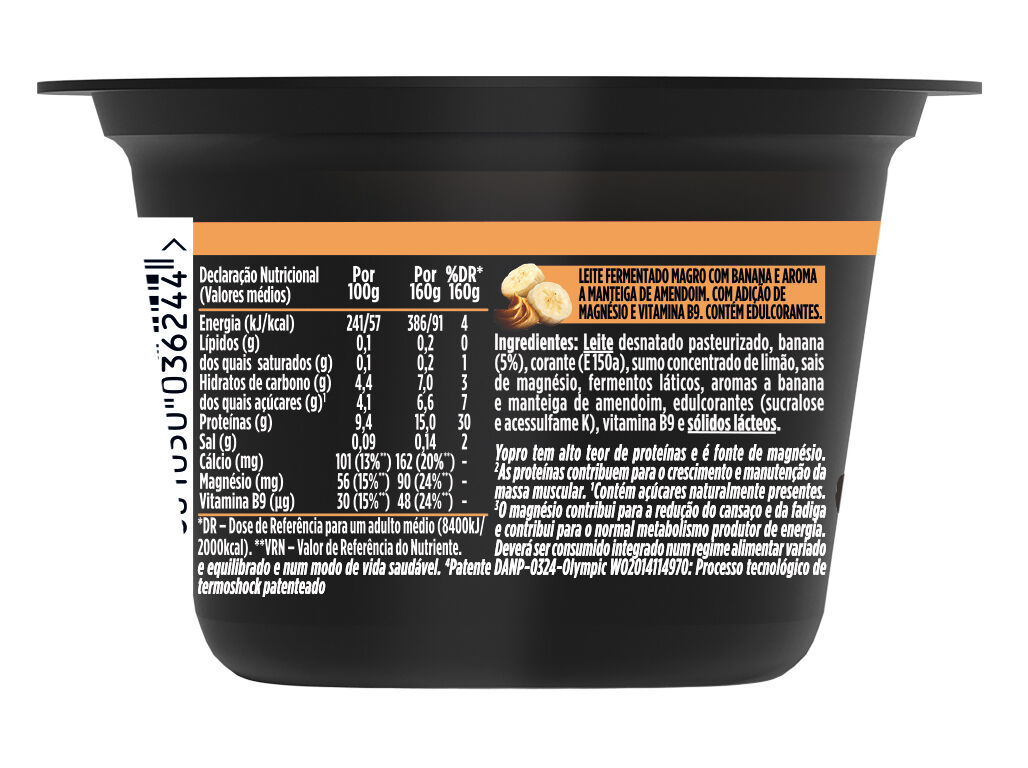 IOGURTE YOPRO MANTEIGA AMENDOIM E BANANA 160G image number 1