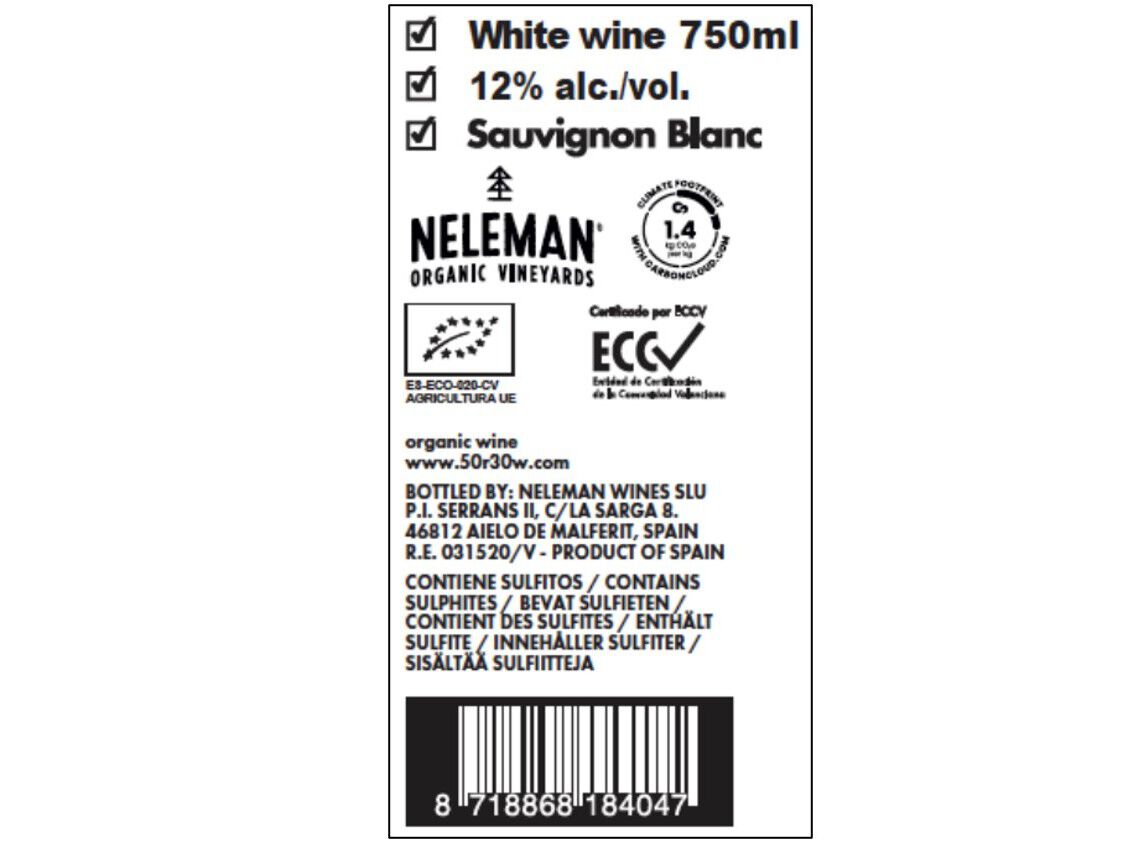 VINHO BRANCO NELEMAN 50 REASONS BIO VEGAN 750 ML image number 1