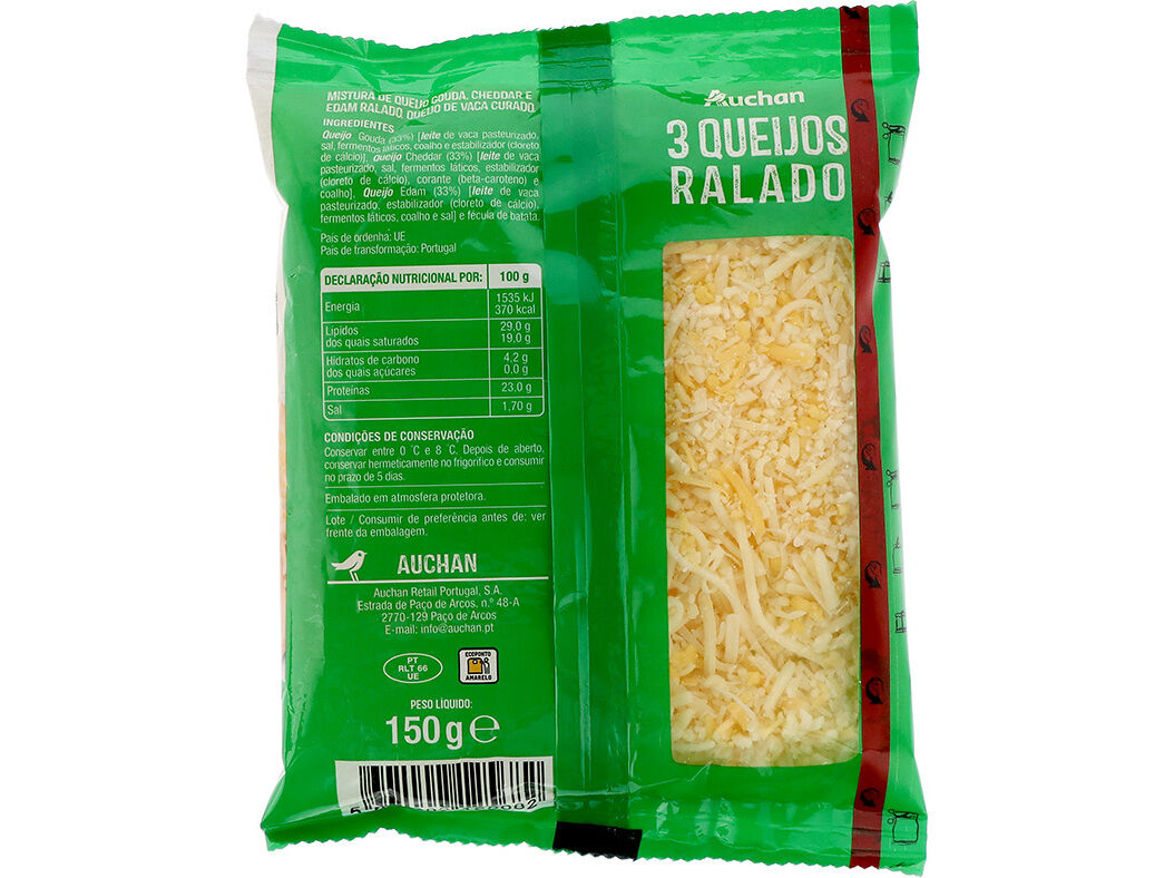RALADO 3 QUEIJOS AUCHAN 150 G image number 1