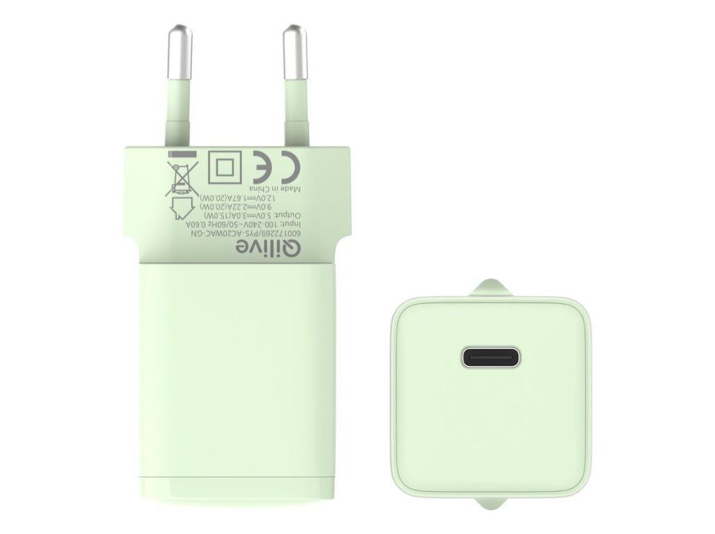 CARREGADOR QILIVE USB-C 20W LIGHT GREEN