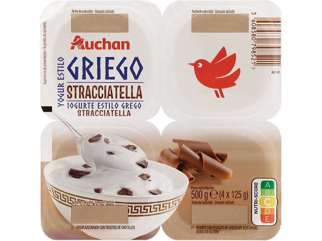 IOGURTE AUCHAN GREGO STRACCIATELLA SEM GL&Uacute;TEN 4X125G image number 2