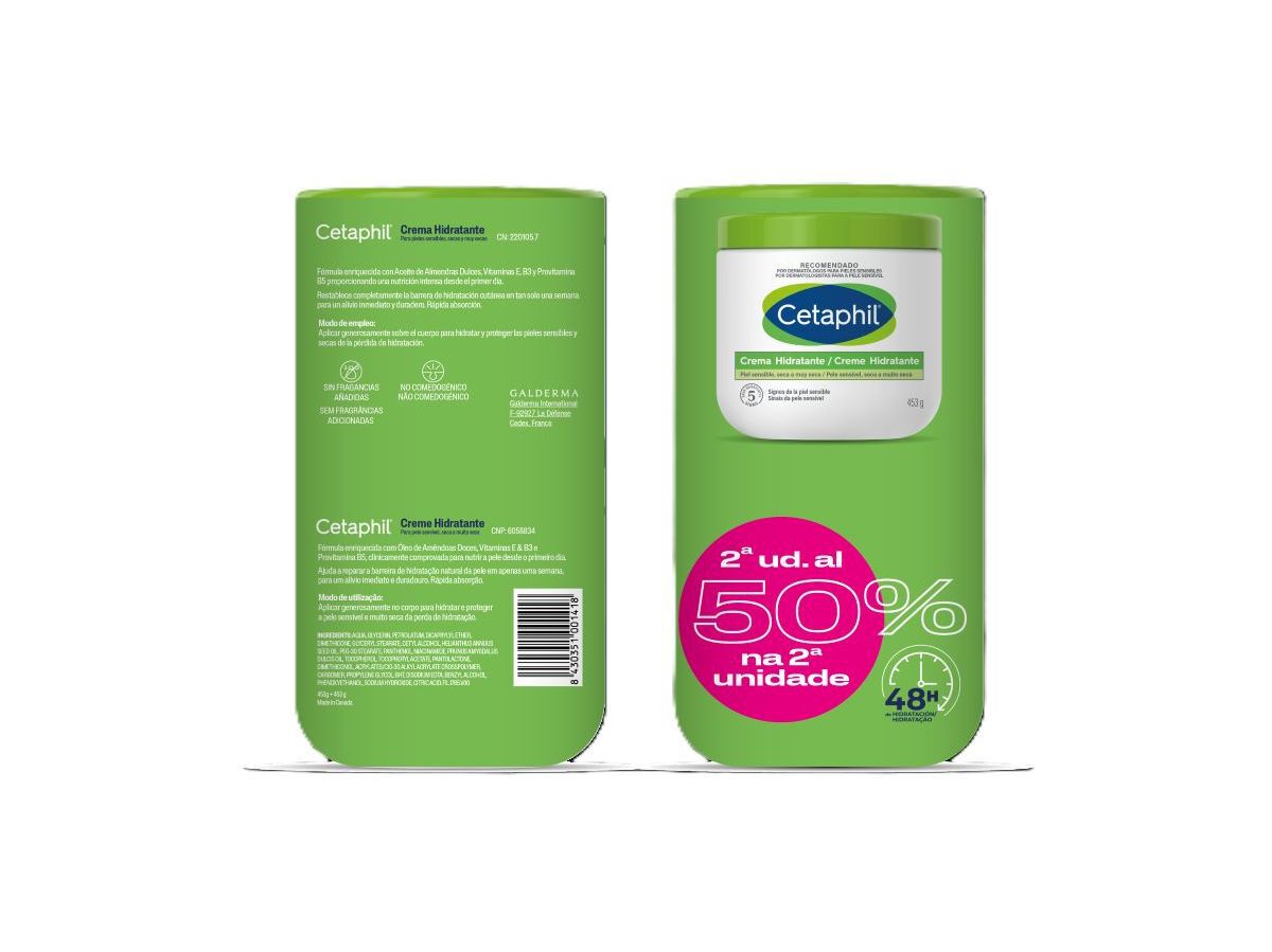 CREME CETAPHIL HIDRATANTE 50% 2&ordf; UNI 2X453G