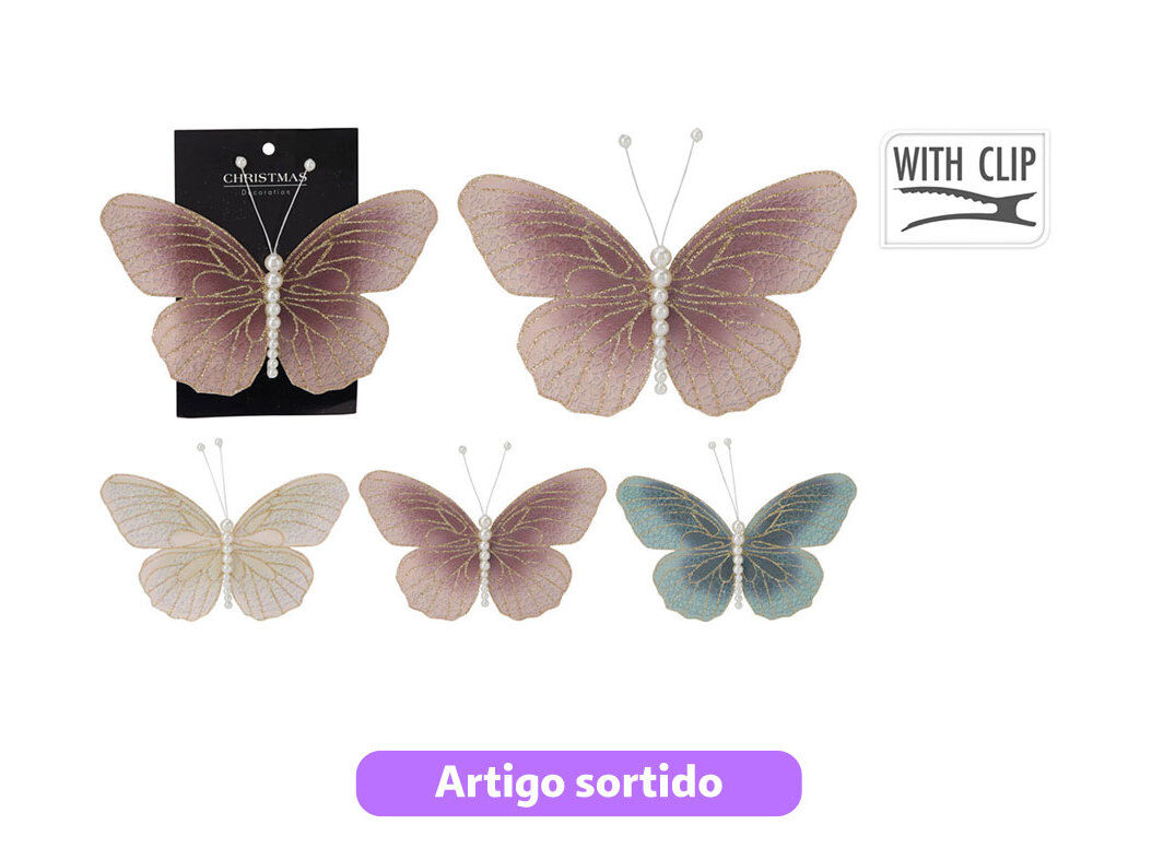BORBOLETA COM CLIP 18CM CORES SORTIDAS image number 0