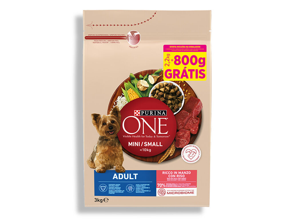 RA&Ccedil;&Atilde;O PARA C&Atilde;O PURINA ONE MINI ADULT 2.2KG+800G image number 1