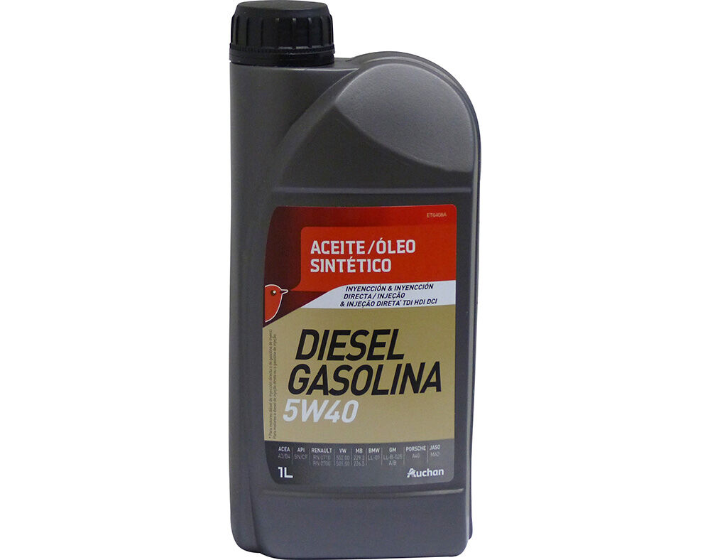 &Oacute;LEO DE MOTOR AUCHAN SINT&Eacute;TICO 5W40 GASOLINA/DIESEL 1L