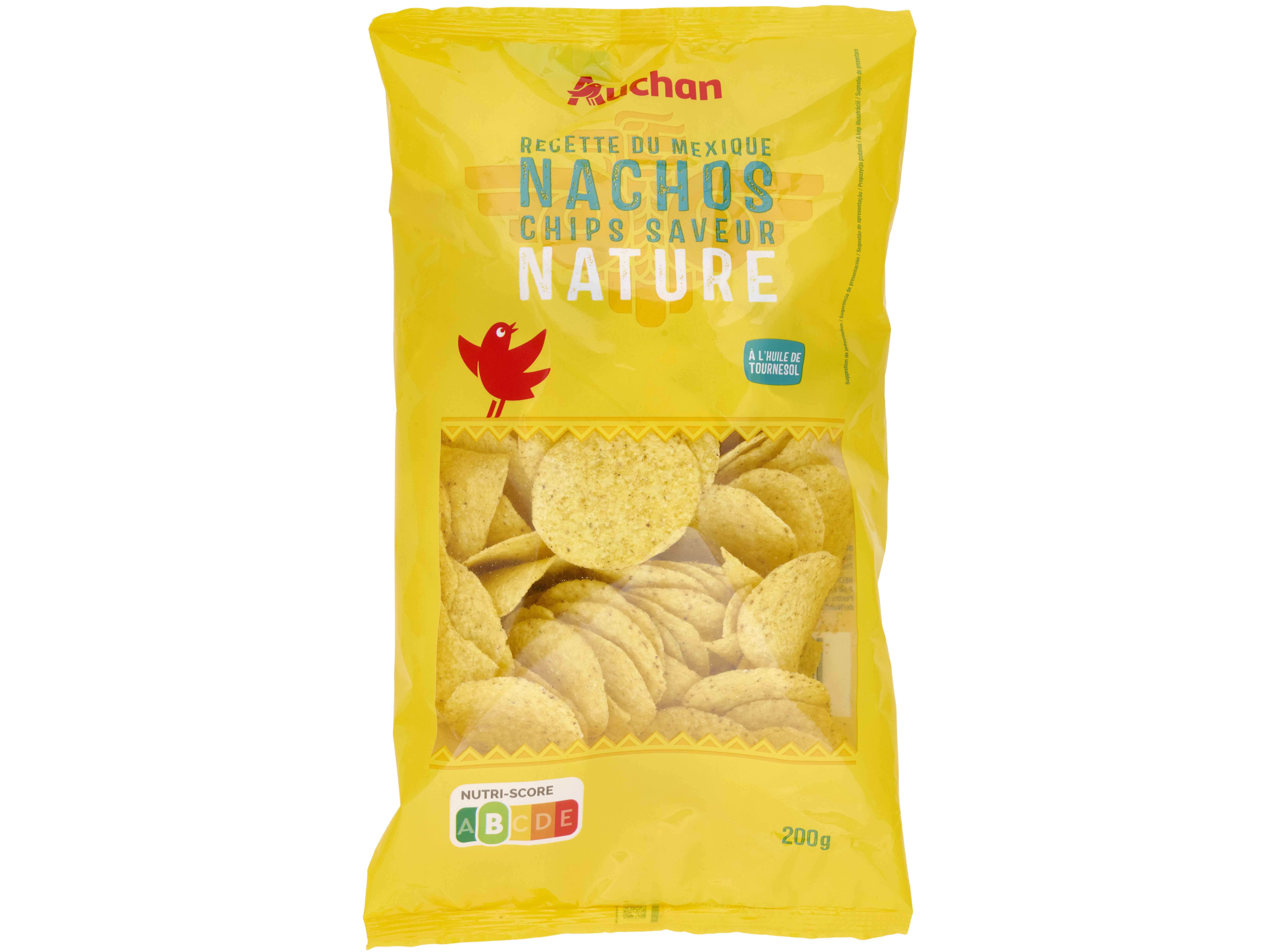 NACHOS AUCHAN CHIPS NATURE 200G