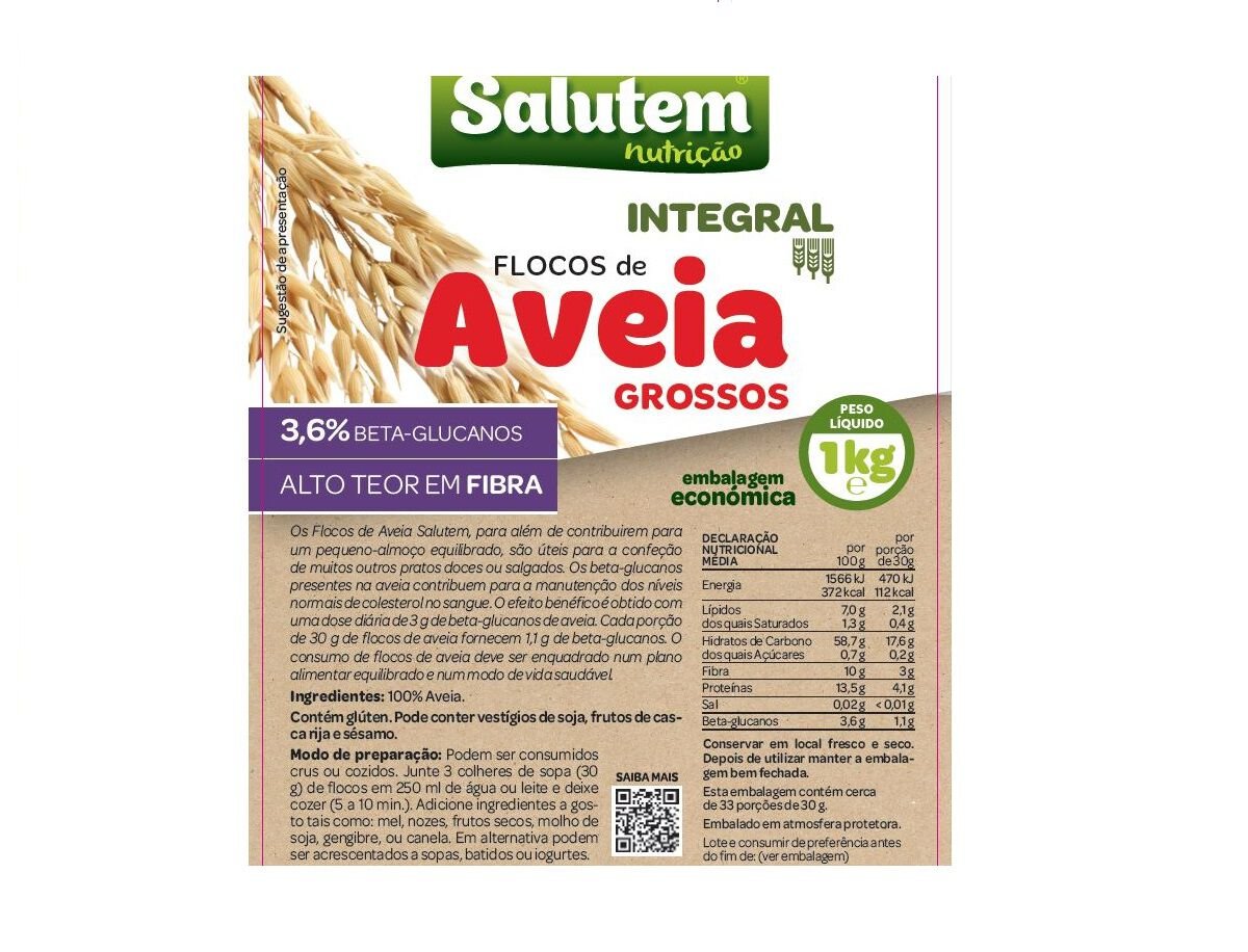 FLOCOS SALUTEM AVEIA GROSSOS INTEGRAIS 1KG image number 1