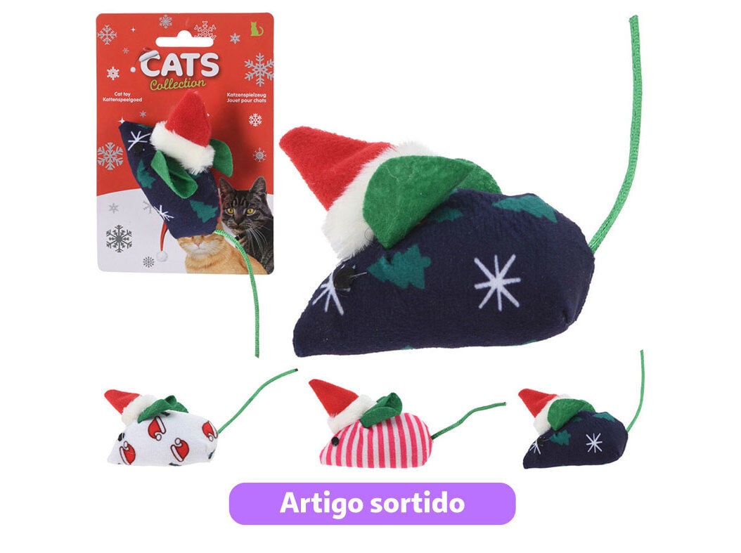 BRINQUEDO GATO CATS COLLECTION RATO NATAL 7X3.5X3.5CM MODELOS SORTIDOS
