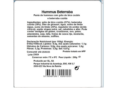 HUMMUS DE BETERRABA SONATURAL 200G image number 1