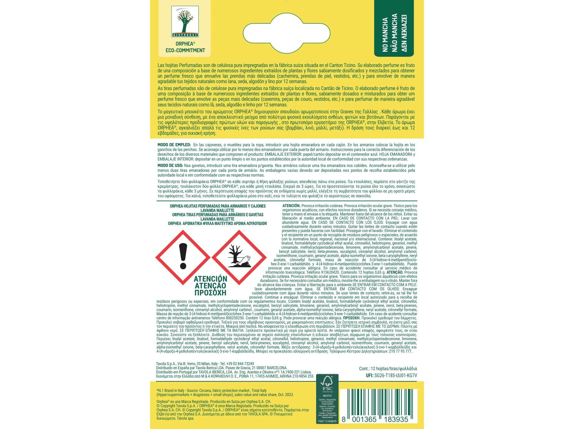 TIRAS ORPHEA PERF. S&Acirc;NDALO E BERGAMOTA 12UN image number 1