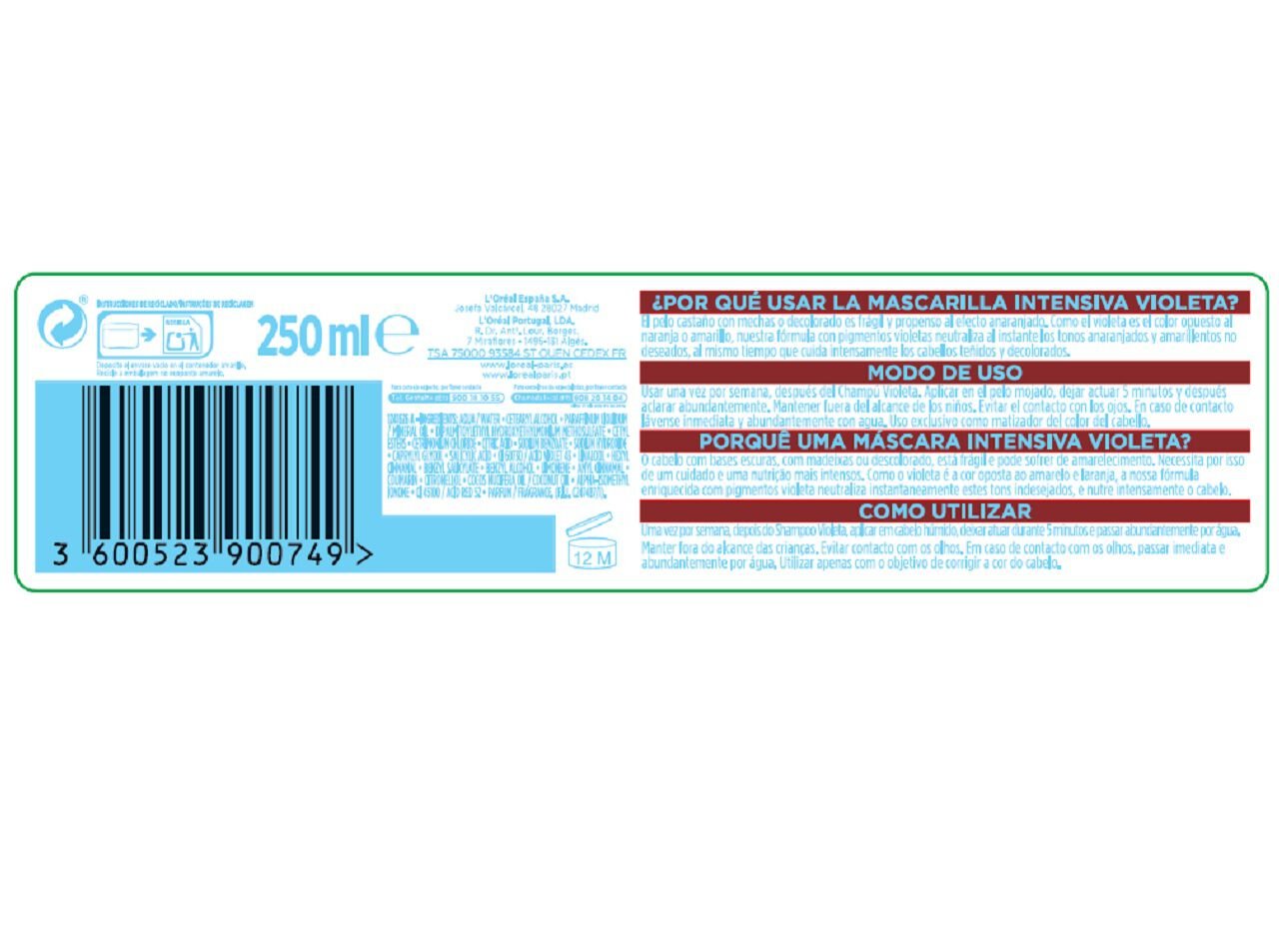M&Aacute;SCARA ELVIVE COLOR VIVE VIOLETA 250ML image number 1