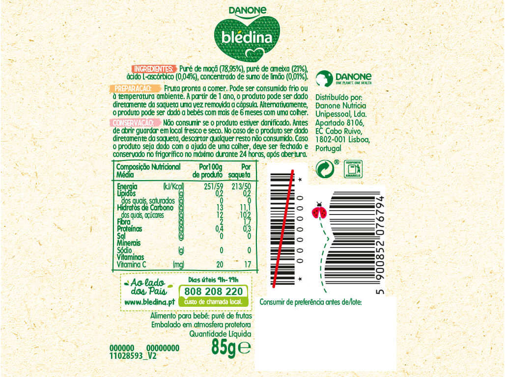 SAQUETA FRUTA BL&Eacute;DINA MA&Ccedil;&Atilde; AMEIXA 85 G image number 1