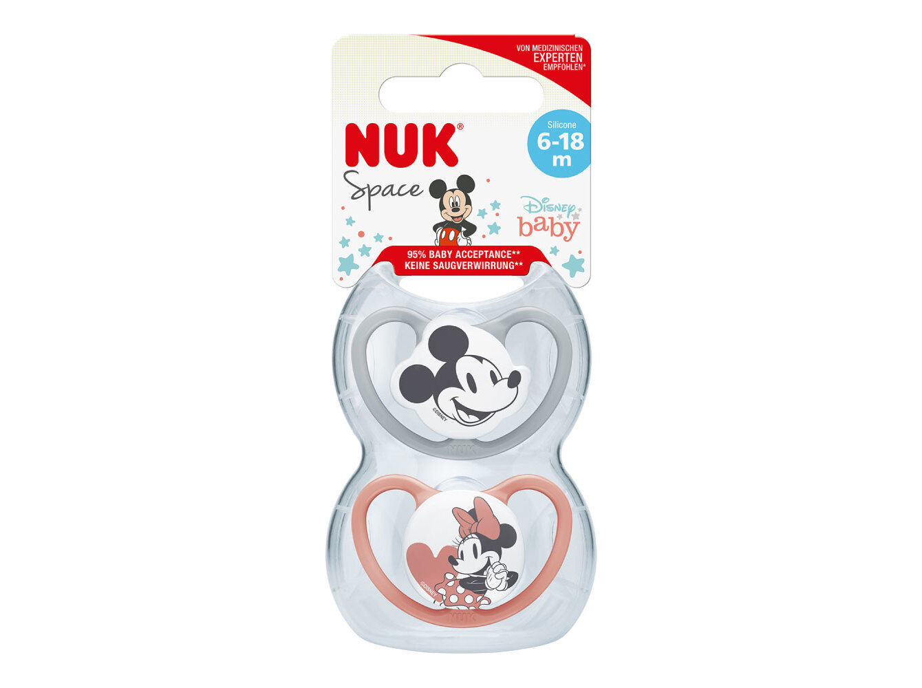 CHUPETA SPACE NUK MINNIE SILICONE 6-18M 2UN image number 0