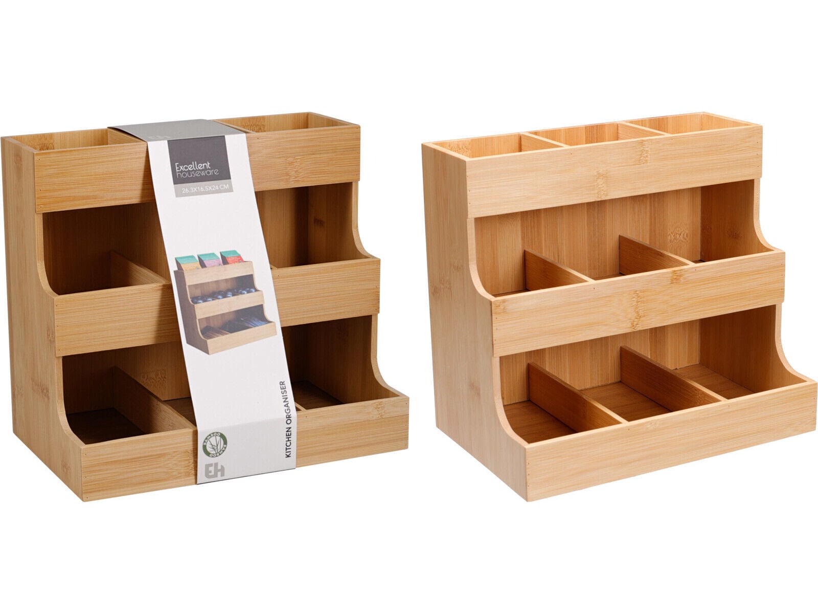 ORGANIZADOR DE COZINHA EH EM BAMBU COM 3 N&Iacute;VEIS
