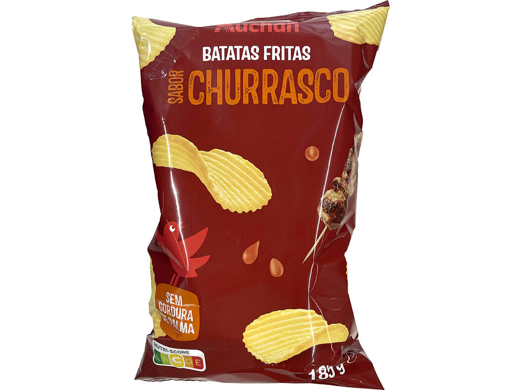 BATATAS AUCHAN FRITAS ONDULADAS SABOR CHURRASCO 185G image number 0