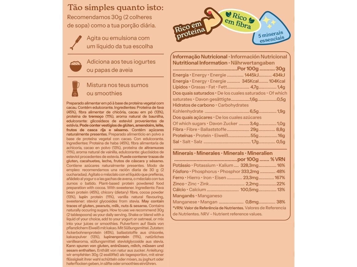 PROTEINA VEGETAL TARWI CACAU 30G image number 1