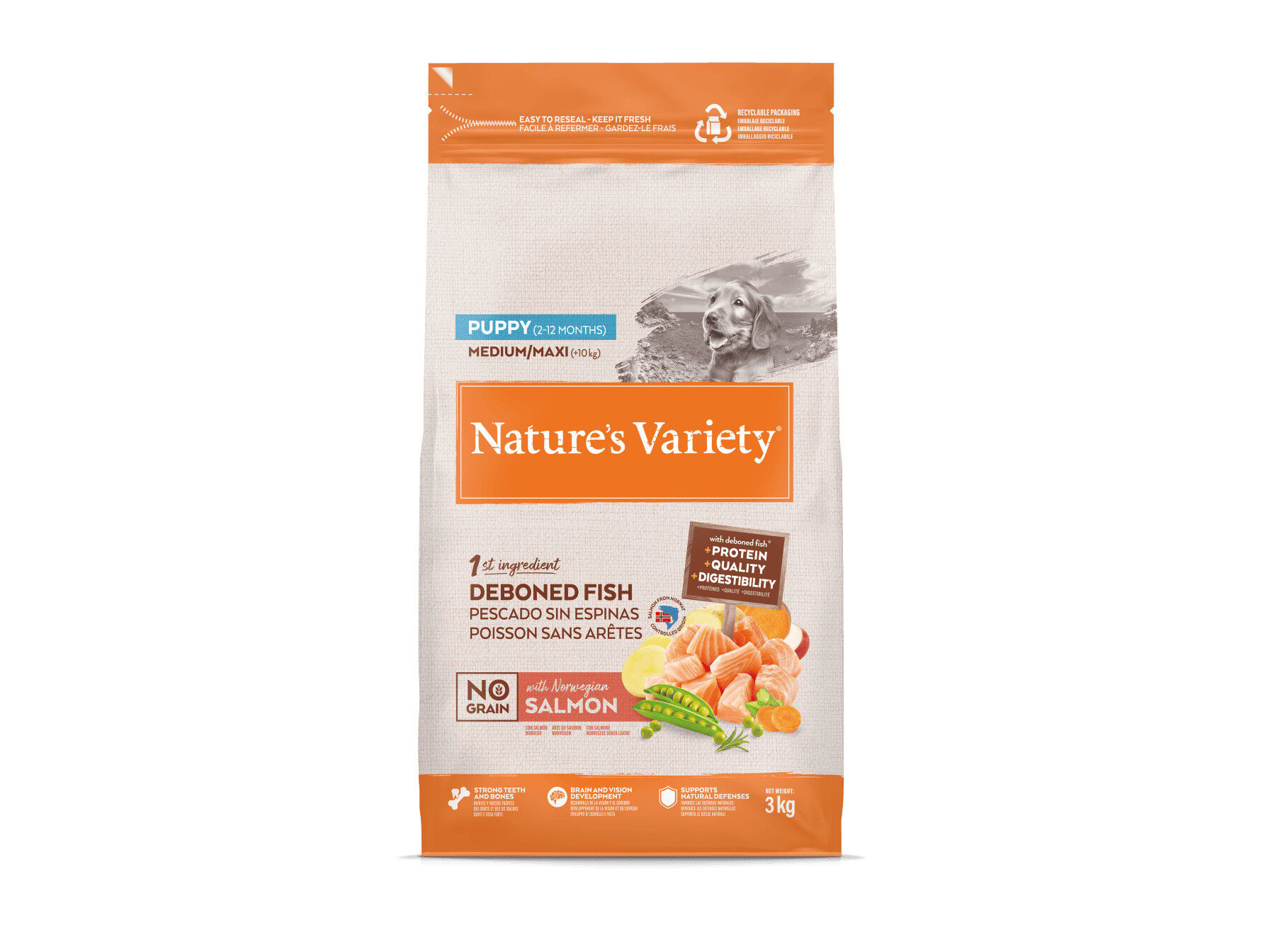 RA&Ccedil;&Atilde;O C&Atilde;O NATURE'S VARIETY NO GRAIN J&Uacute;NIOR SALM&Atilde;O 3KG image number 0