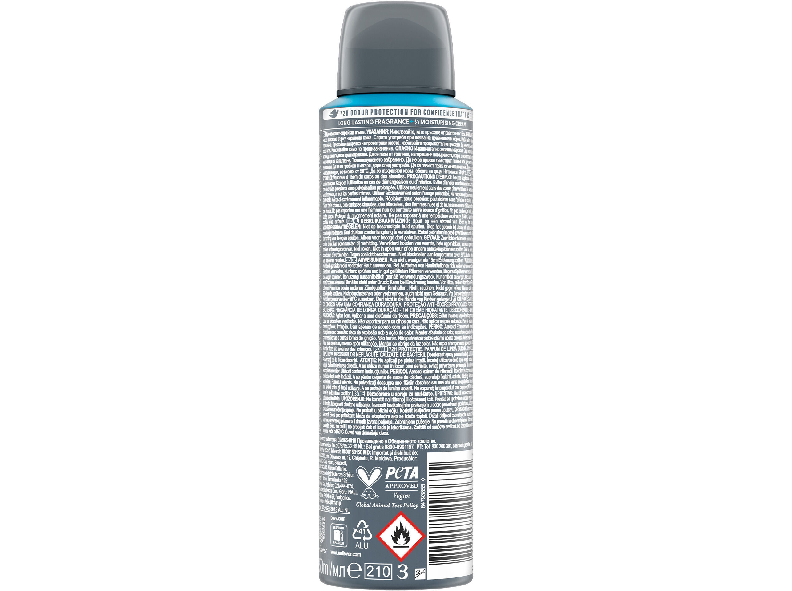 DESODORIZANTE SPRAY DOVE MEN CLEAN COMFORT 0% ALUM&Iacute;NIO 150ML image number 1