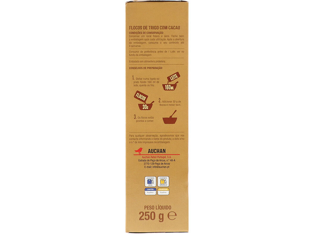 FLOCOS DE CEREAIS AUCHAN COM SABOR A CHOCOLATE 250G image number 1