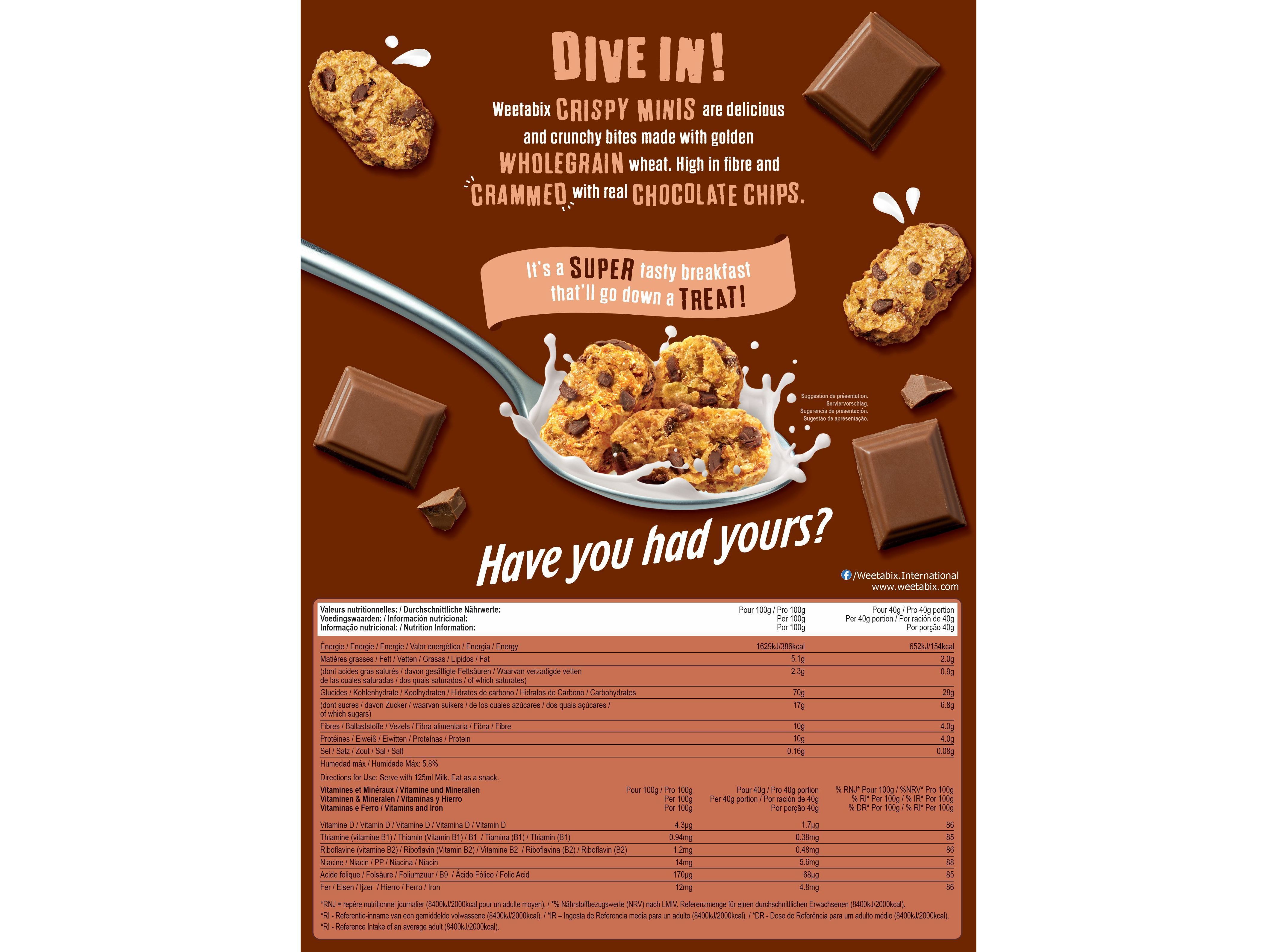 CEREAIS FIBRA WEETABIX MINIS CHOCOLATE 500G image number 1