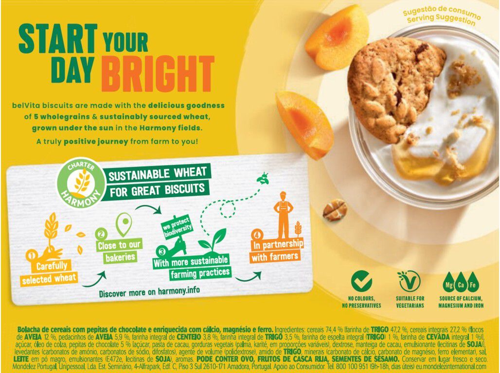 BOLACHA BELVITA PEP CHOC LESS SUGAR 225G image number 1