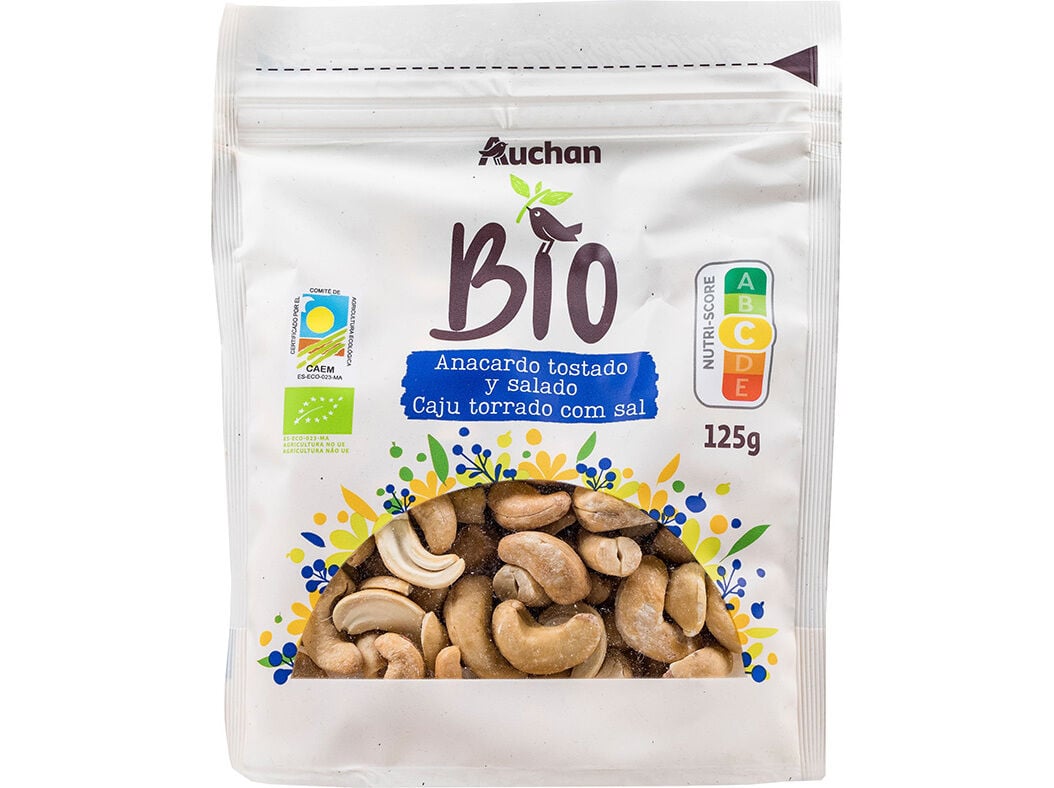 CAJU AUCHAN TORRADO BIO COM SAL 125G