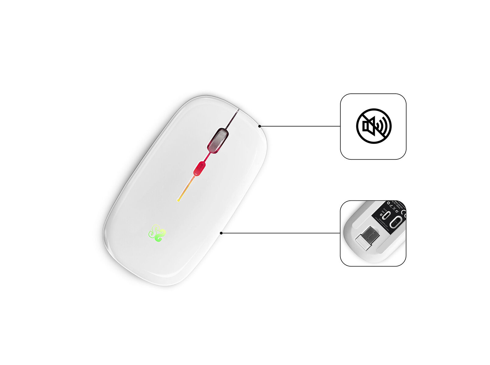RATO SEM FIOS SUBBLIM LED DUAL FLAT BRANCO image number 2
