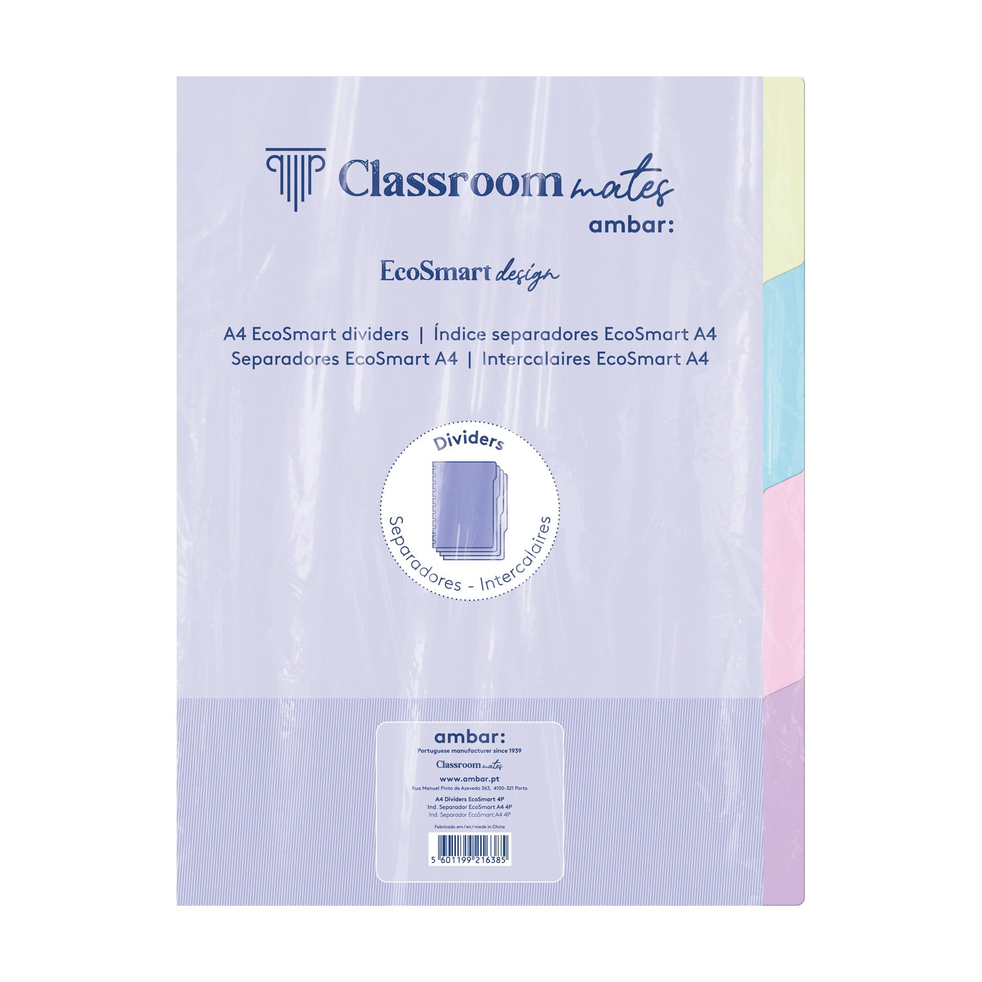 SEPARADOR PARA CADERNO ECOSMART AMBAR A4 4 POSI&Ccedil;&Otilde;ES