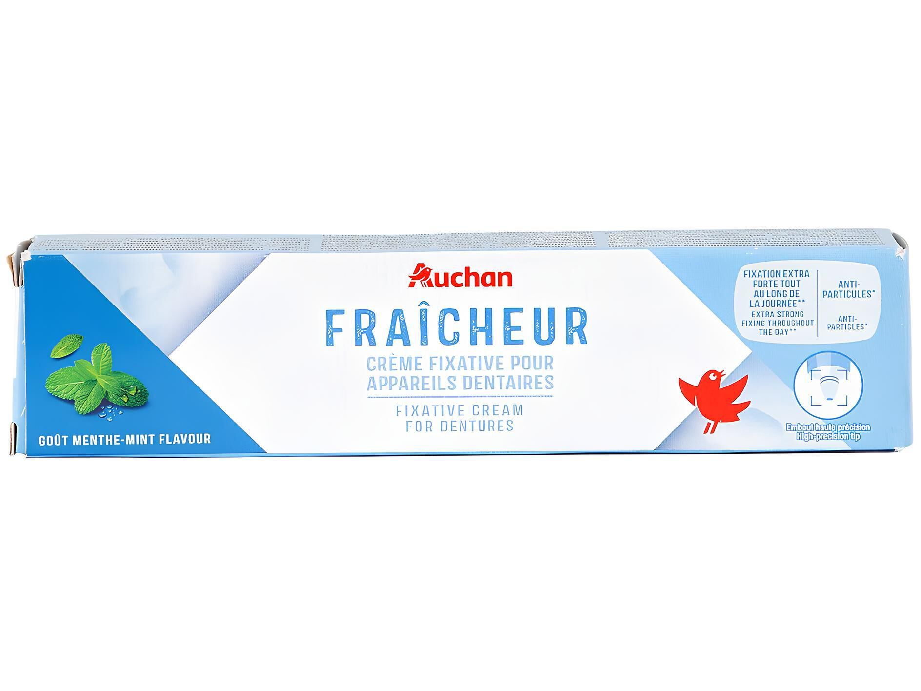 CREME AUCHAN FIXADOR PR&Oacute;TESE DENT&Aacute;RIA FRESCURA 40G