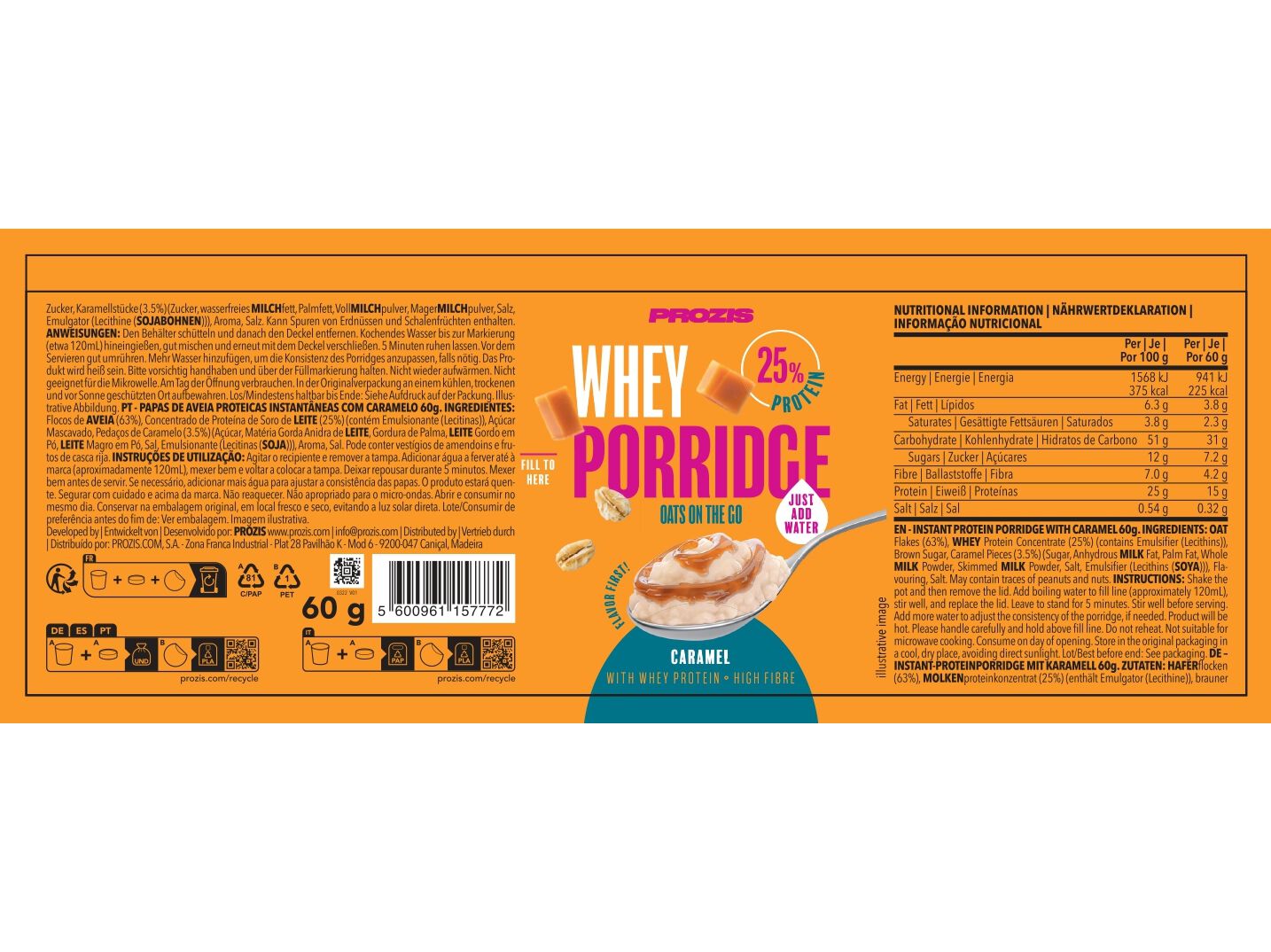 PAPAS DE AVEIA COM WHEY PROZIS CARAMELO 60G image number 3