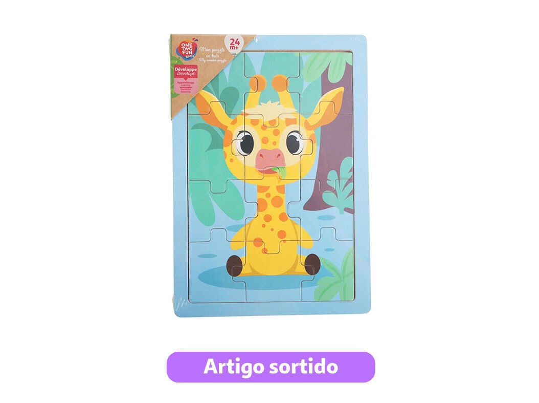 PUZZLE ANIMAIS ONE TWO FUN 12 PE&Ccedil;AS MODELOS SORTIDOS image number 3