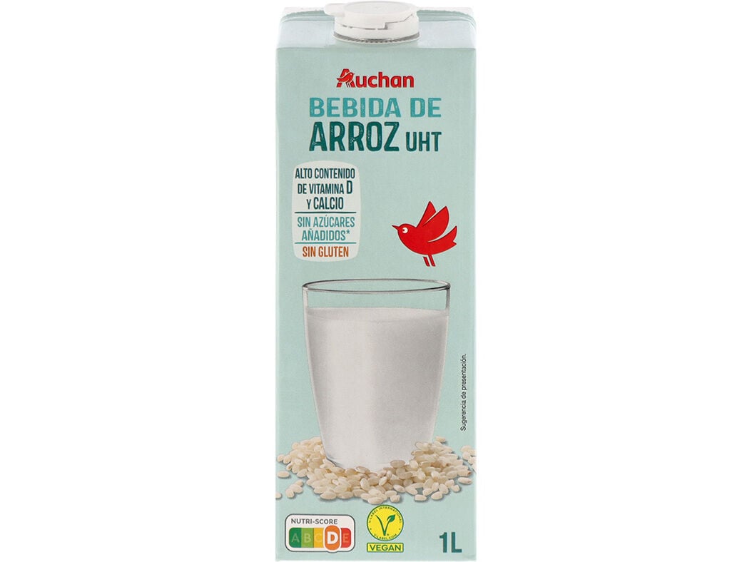 BEBIDA ARROZ UHT AUCHAN SEM GL&Uacute;TEN E SEM ADI&Ccedil;&Atilde;O DE A&Ccedil;&Uacute;CAR 1L