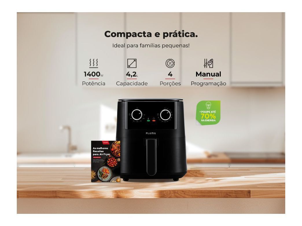FRITADEIRA AIRFRYER FLAMA 646FL 4.2L PRETO image number 2