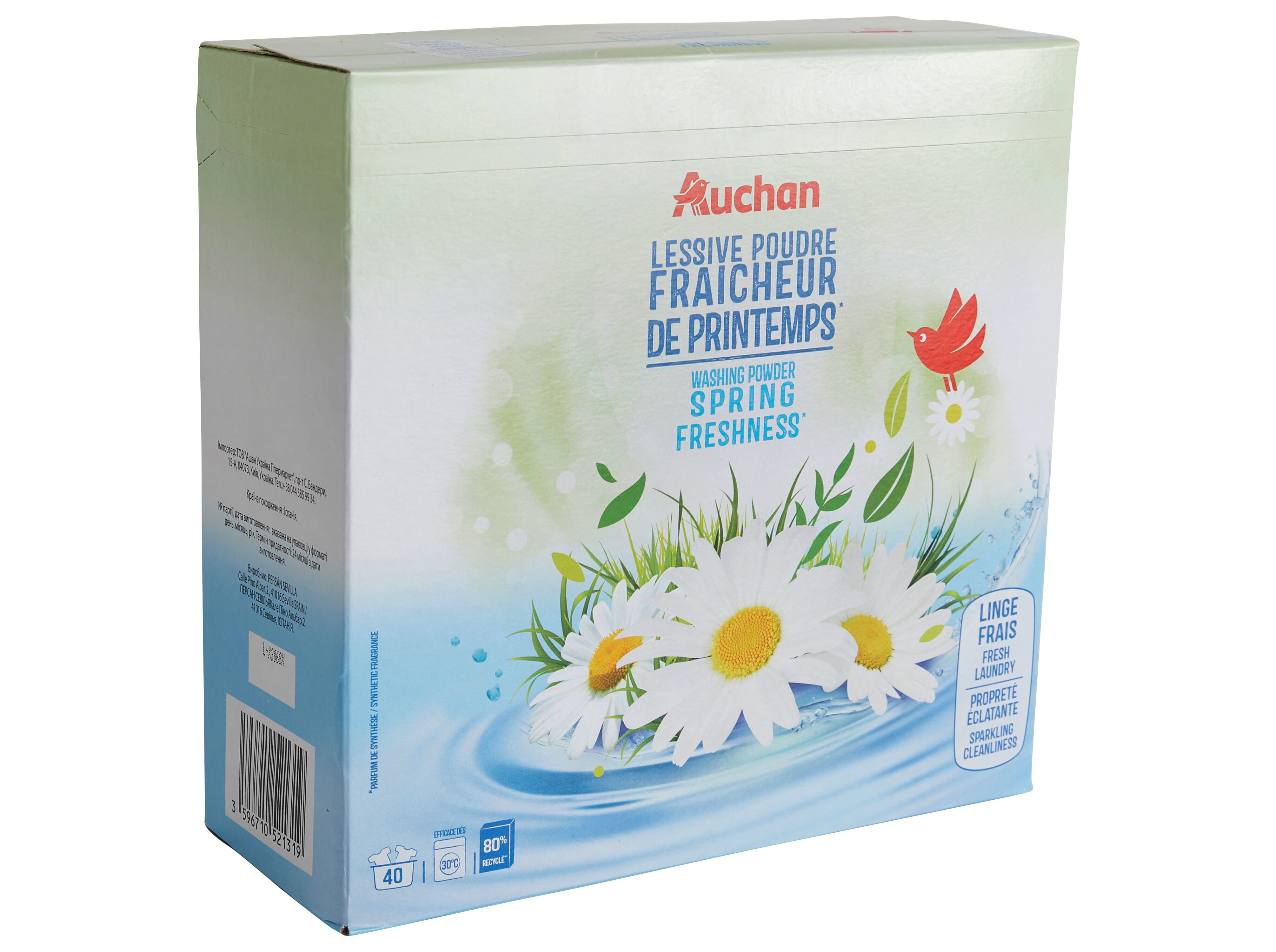 DETERGENTE M&Aacute;QUINA ROUPA P&Oacute; AUCHAN FRESCURA PRIMAVERA 40 DOSES image number 1