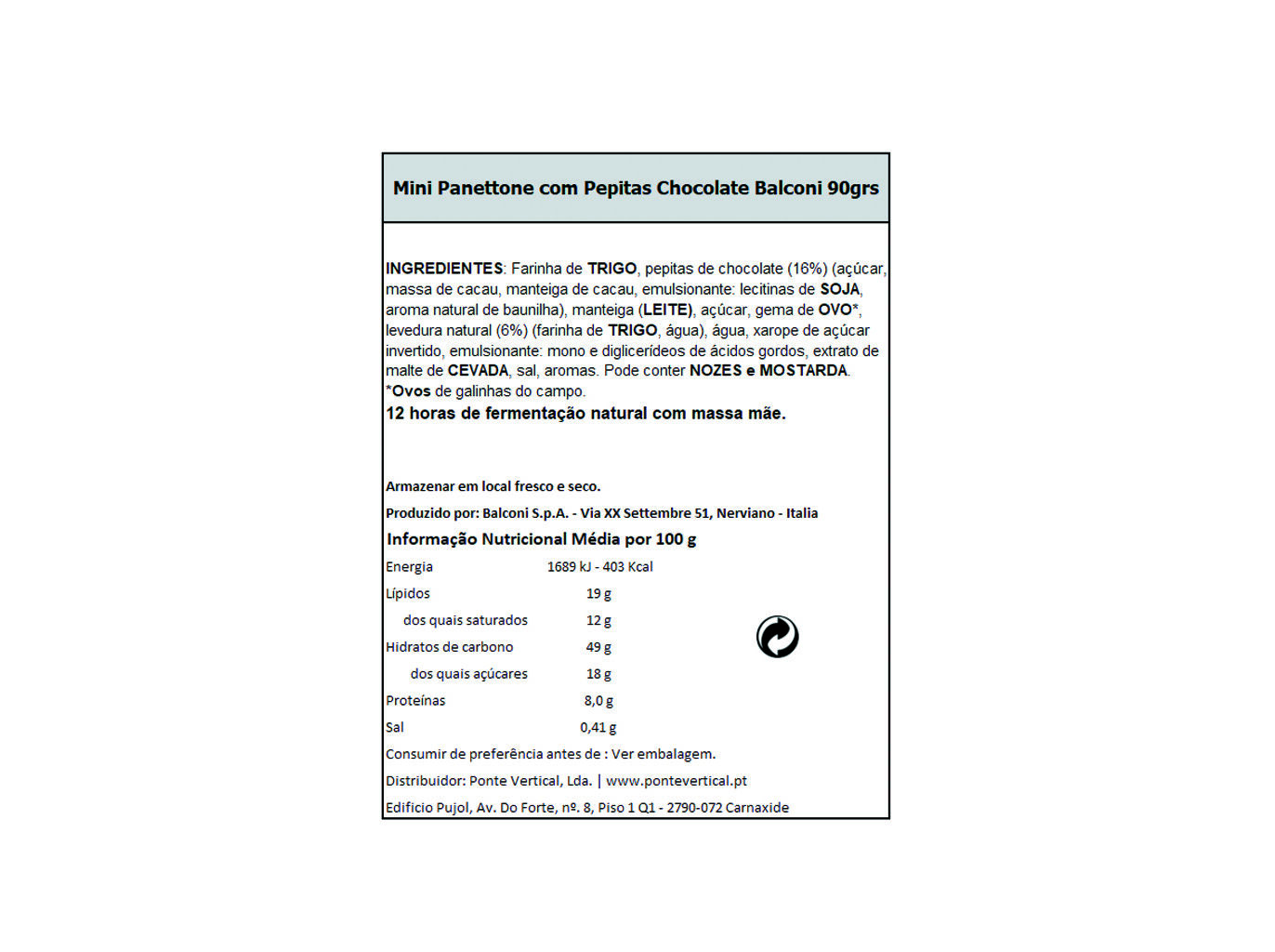 MINI PANETTONE BALCONI PEPITAS CHOCO 90G image number 1