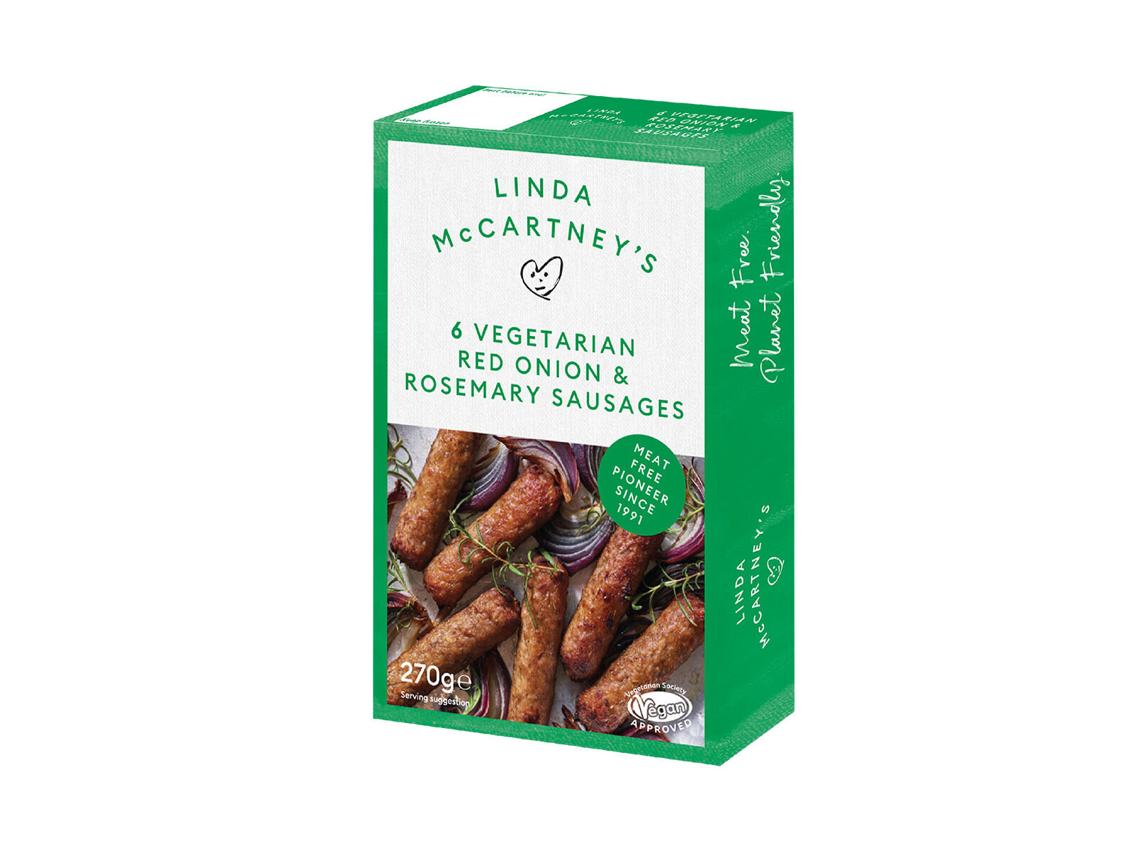 SALSICHAS LINDA MCCARTNEY VEGAN CEBOLA ROXA E ALECRIM 270G