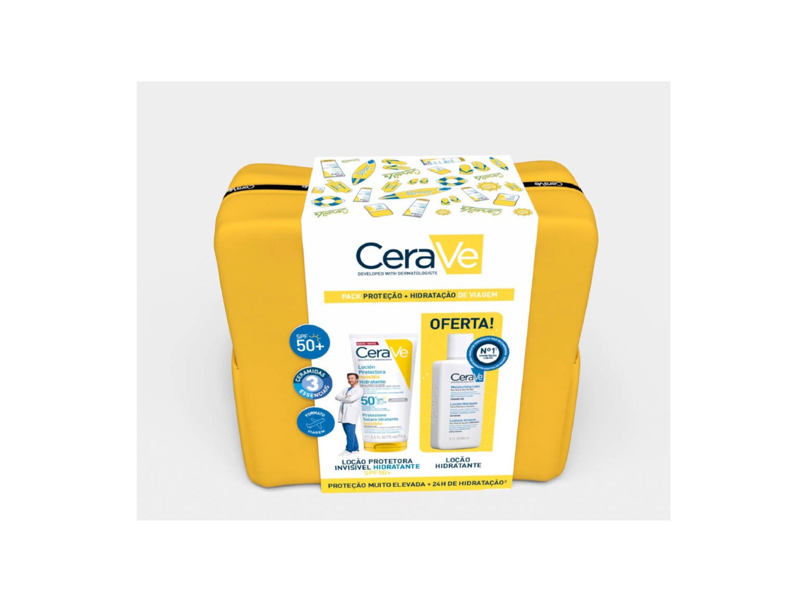 TRAVEL KIT CERAVE PROTETOR SOLAR SPF50 + LO&Ccedil;&Atilde;O 75+88ML image number 1