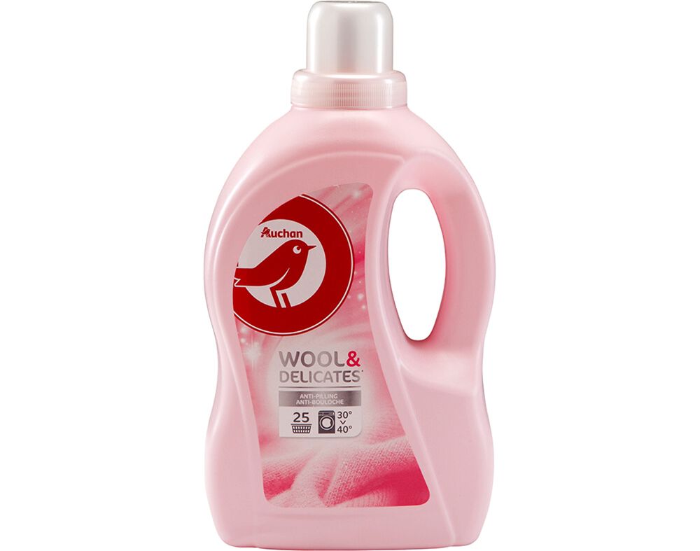 DETERGENTE AUCHAN ROUPA DELICADA L&Iacute;QUIDO L&Atilde;S E SEDAS 25 DOSES