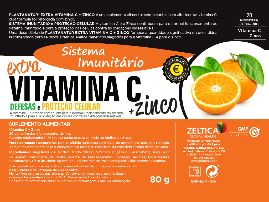 SUPLEMENTO PLANTANATUR VITAMINA C + ZINCO EFERVESCENTE 20 COMP image number 1