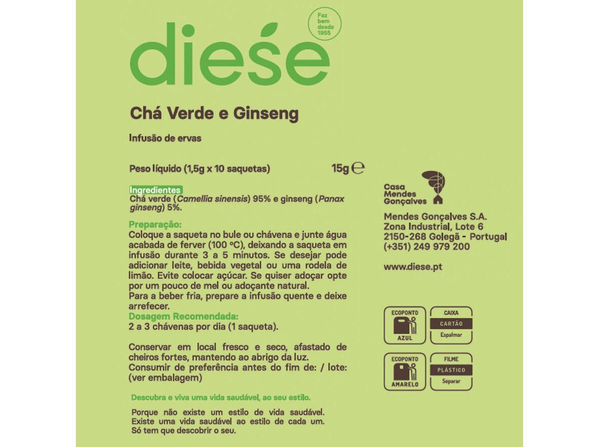 CH&Aacute; VERDE DIESE VERDE + GINSENG 15G image number 1